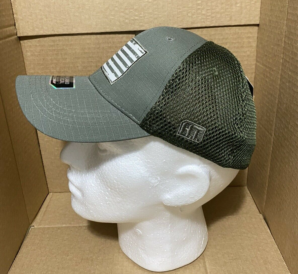 Highland Tactical Hat Khaki Green With Distressed American Flag