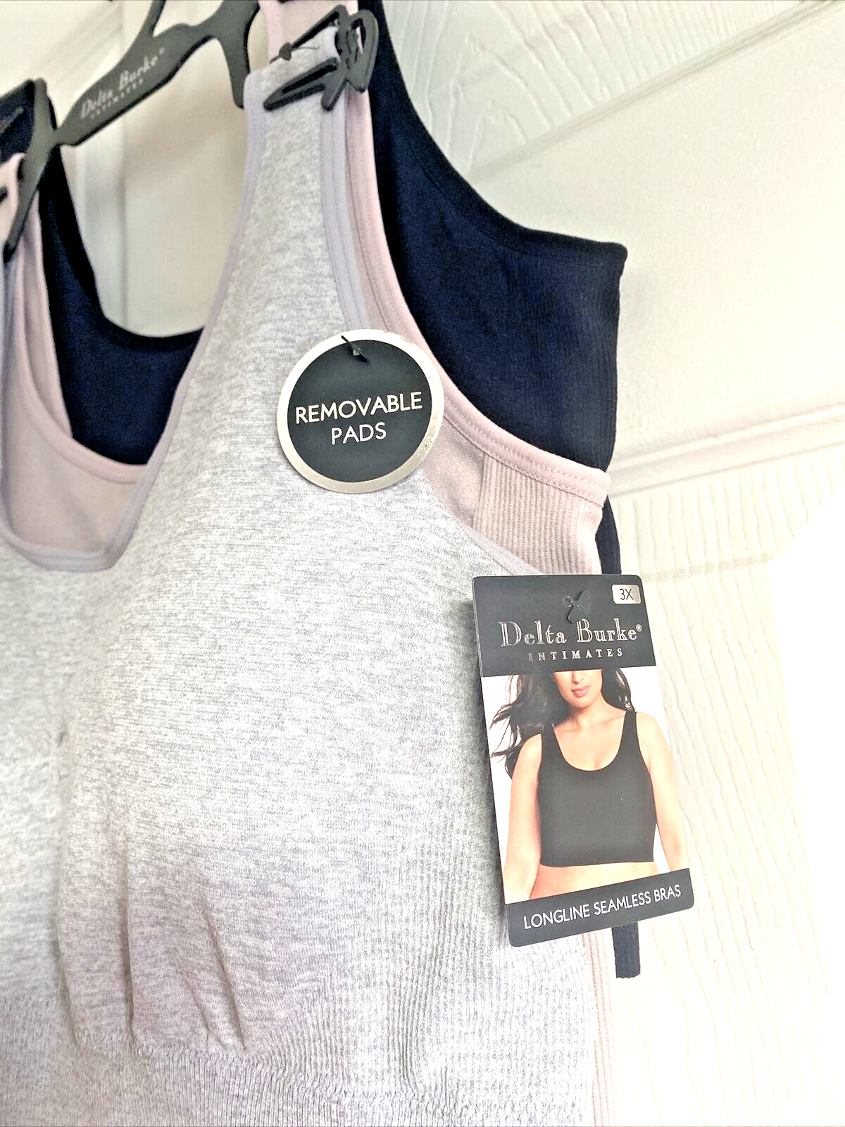 Delta Burke 3-Pack Intimate Seamless Bras Size 3X Soft Comfort Longline NICE FIT