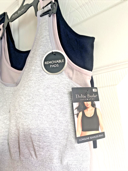 Delta Burke 3-Pack Intimate Seamless Bras Size 3X Soft Comfort Longline NICE FIT