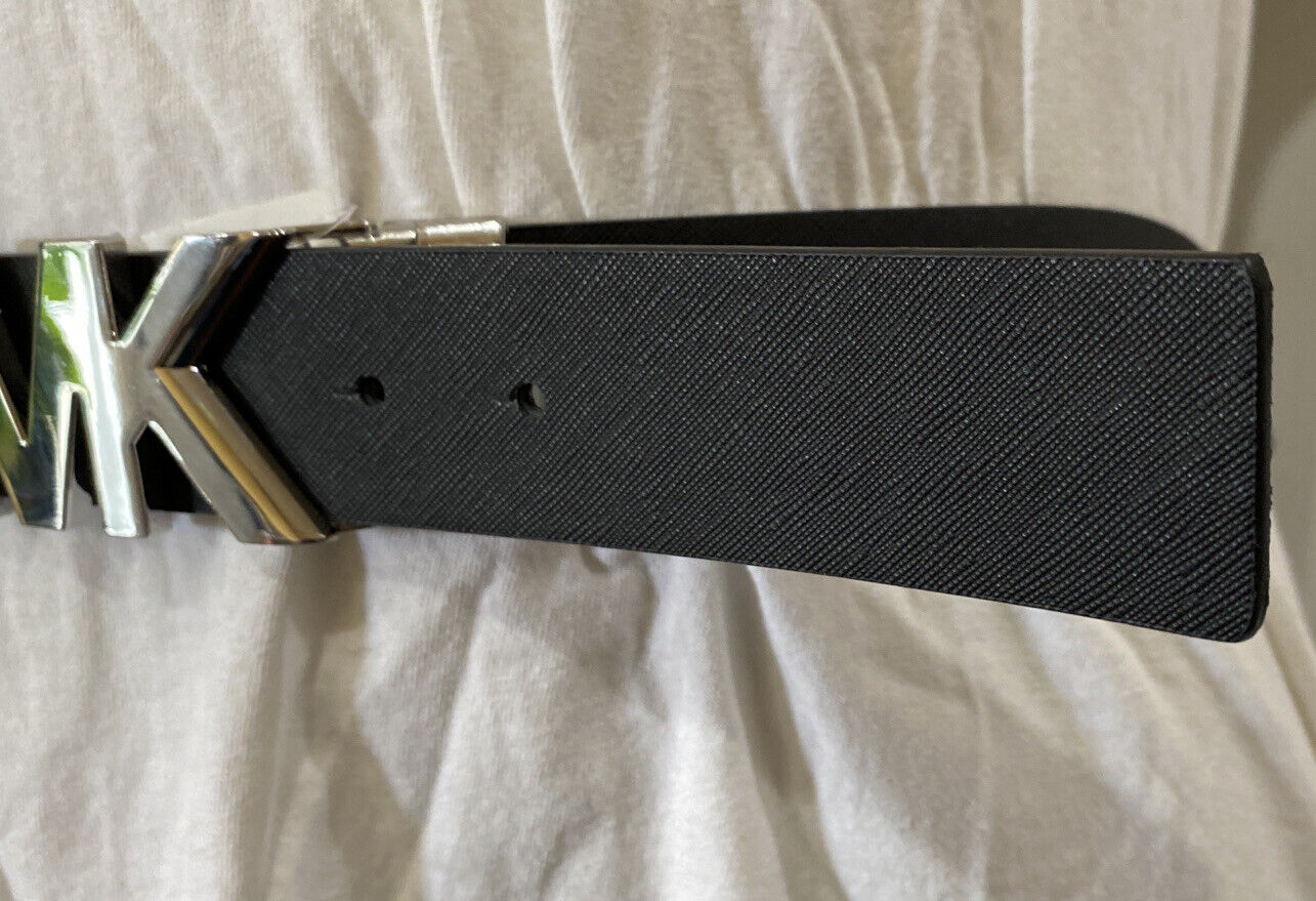 Michael Kors Belt Reversible Black MK Mini Logo To Brown MK Silver Buckle