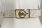 MICHAEL KORS BELT WHITE MK MINI LOGO GOLD MK RECTANGULAR CIRCLE BUCKLE RARE!!