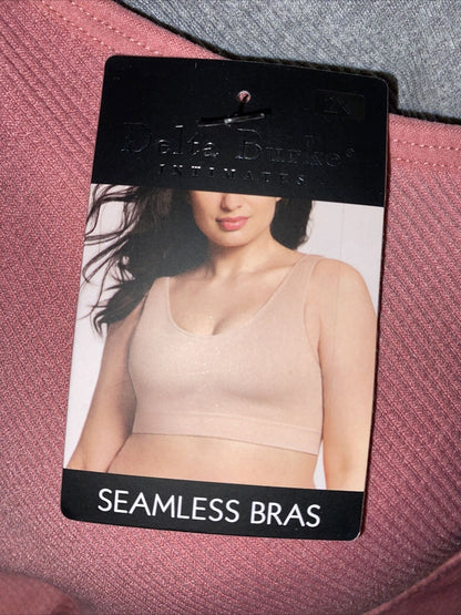 NEW Delta Burke 2-Pack Seamless Bras Size 2X Soft Comfort Lounge Removable Pads
