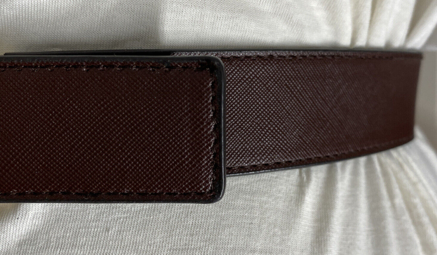 MICHAEL KORS BELT REVERSIBLE BROWN TO VANILLA PRINTED MK LOGO GOLD BUCKLE NICE!!