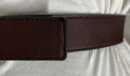 MICHAEL KORS BELT REVERSIBLE BROWN TO VANILLA PRINTED MK LOGO GOLD BUCKLE NICE!!