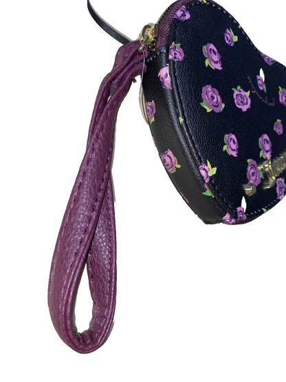 JUICY COUTURE BLOOM AT NIGHT BLACK HEART SHAPED COIN PURSE