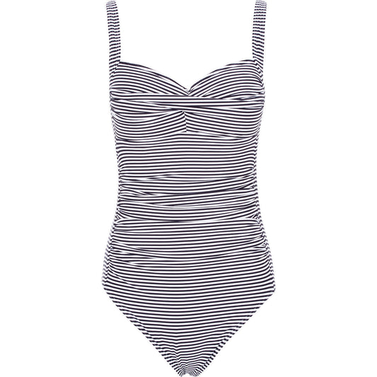 NIP TUCK BOND EYE ONE PIECE SWIMSUIT Sweetheart Shirred Maillot Black/White US10