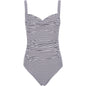 NIP TUCK BOND EYE ONE PIECE SWIMSUIT Sweetheart Shirred Maillot Black/White US10