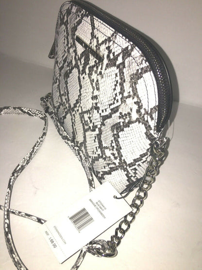 STEVE MADDEN HANDBAG BMAGGIE NATURAL BLACK/WHITE PRINT-DOME SILVER-HARDWARE