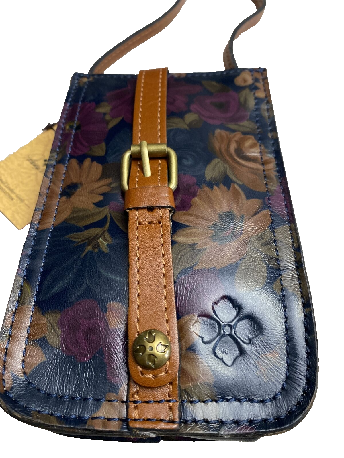 Patricia Nash Ariena Peruvian Painting Leather Crossbody Phone Carry Case NEW