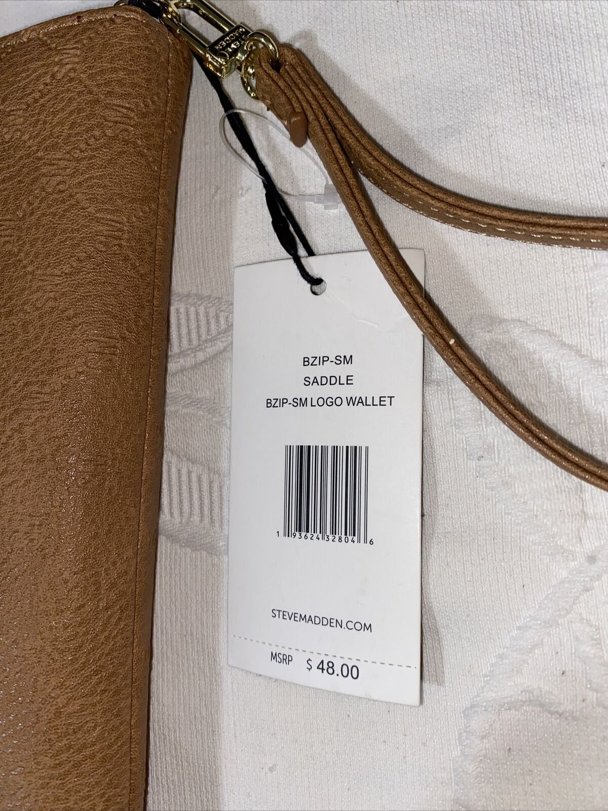Steve Madden Wallet Wristlet Camel (tan) With Small Stamped Logo Gold Zipper