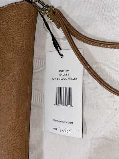 Steve Madden Wallet Wristlet Camel (tan) With Small Stamped Logo Gold Zipper