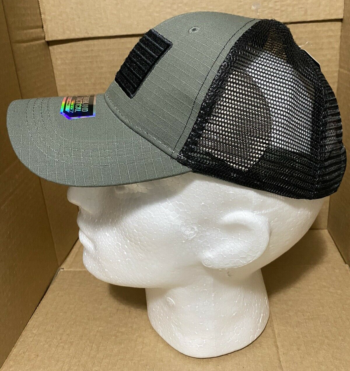Highland Tactical Hat Khaki Green With Black American Flag