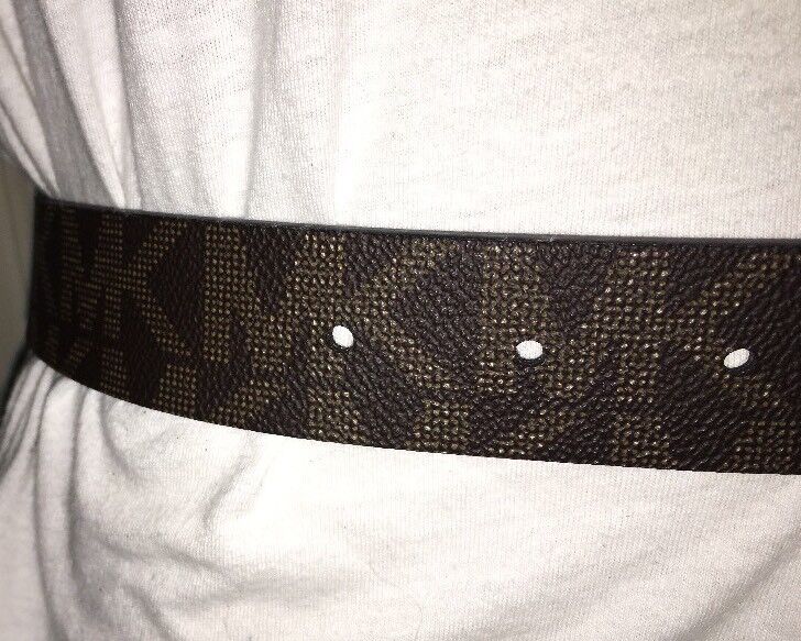 MICHAEL KORS BELT REVERSIBLE BLACK TO BROWN RECTANGULAR SILVER BUCKLE NICE!!!!