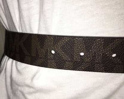 MICHAEL KORS BELT REVERSIBLE BLACK TO BROWN RECTANGULAR SILVER BUCKLE NICE!!!!