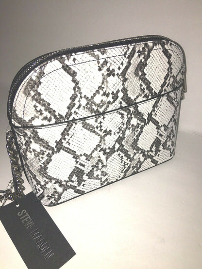 STEVE MADDEN HANDBAG BMAGGIE NATURAL BLACK/WHITE PRINT-DOME SILVER-HARDWARE
