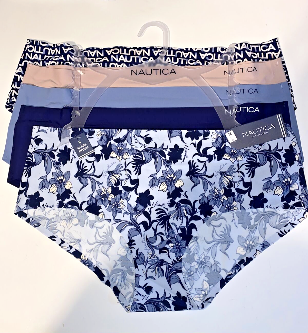 NÁUTICA ~ Women's NT9509~ Laser Briefs Panties Hipsters 5-Pair ~ XL  ~UNIQUE