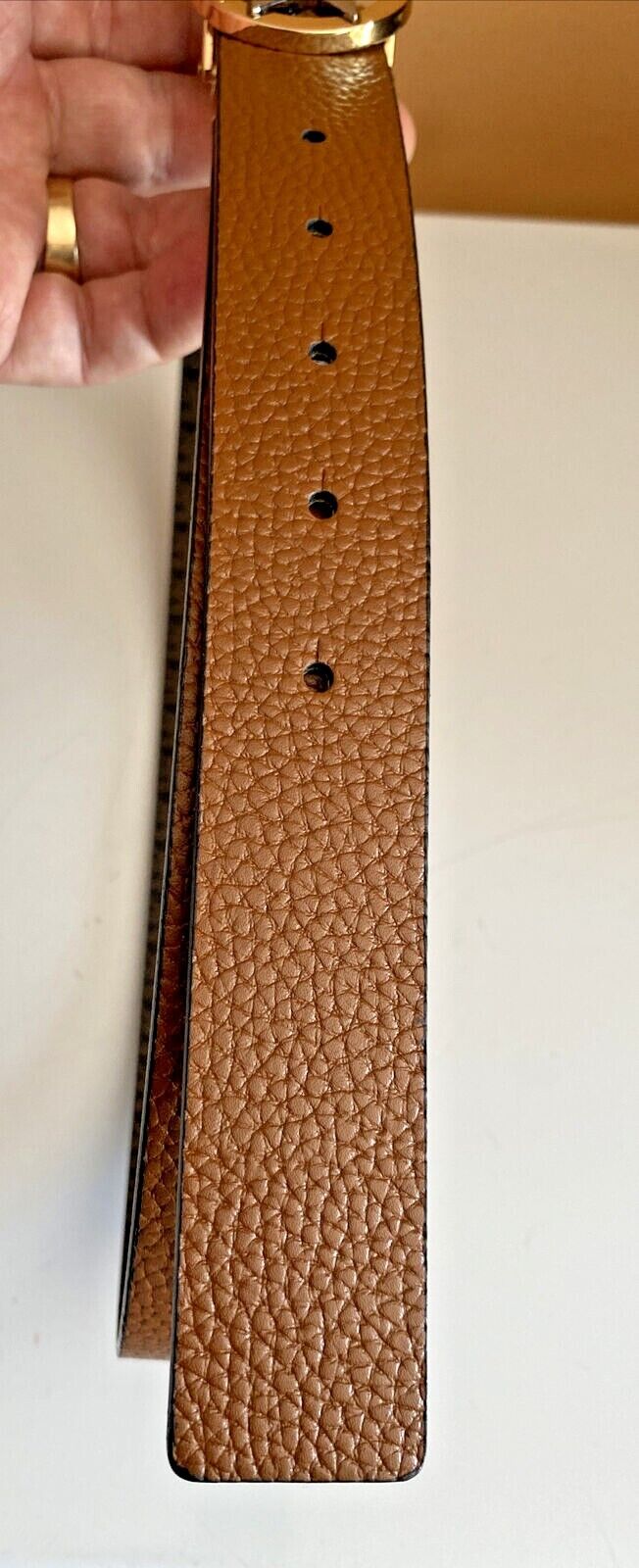 Michael Kors Belt Reversible Chocolate To Luggage Two-Tone MK Logo Buckle Nice!!