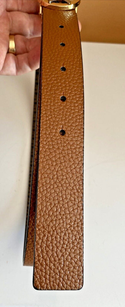 Michael Kors Belt Reversible Chocolate To Luggage Two-Tone MK Logo Buckle Nice!!