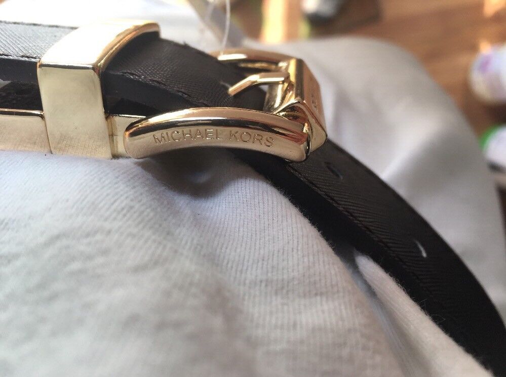MICHAEL KORS BELT REVERSIBLE BROWN MK LOGO/BROWN TEXTURE GOLD BUCKLE LIST 58$