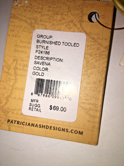 PATRICIA NASH Savena Burnished Tooled Gold Kiss Lock Wrist-let -AUTHENTIC & NEW