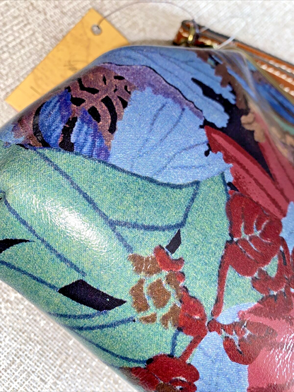 Patricia Nash Blue Forest Hand-Bag Wristlet Savena 100% Authentic Leather CUTE!