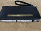 STEVE MADDEN WALLET WRISTLET BLACK WRAP AROUND LOGO SMOOTH TEXTURED
