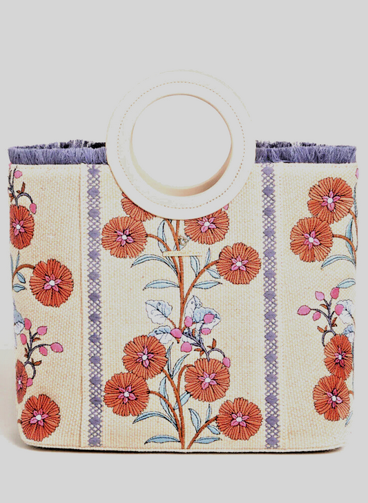 Spartina 449 Resort Tote Oyster Factory Floral Sprigs Embroidery ~Multicolor NWT