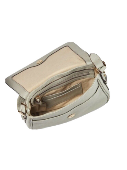 LODIS KINSLEY FLAP LEATHER XBDY BAG~MUSHROOM GRAY~UNIQUE STYLE ~REAR FIND