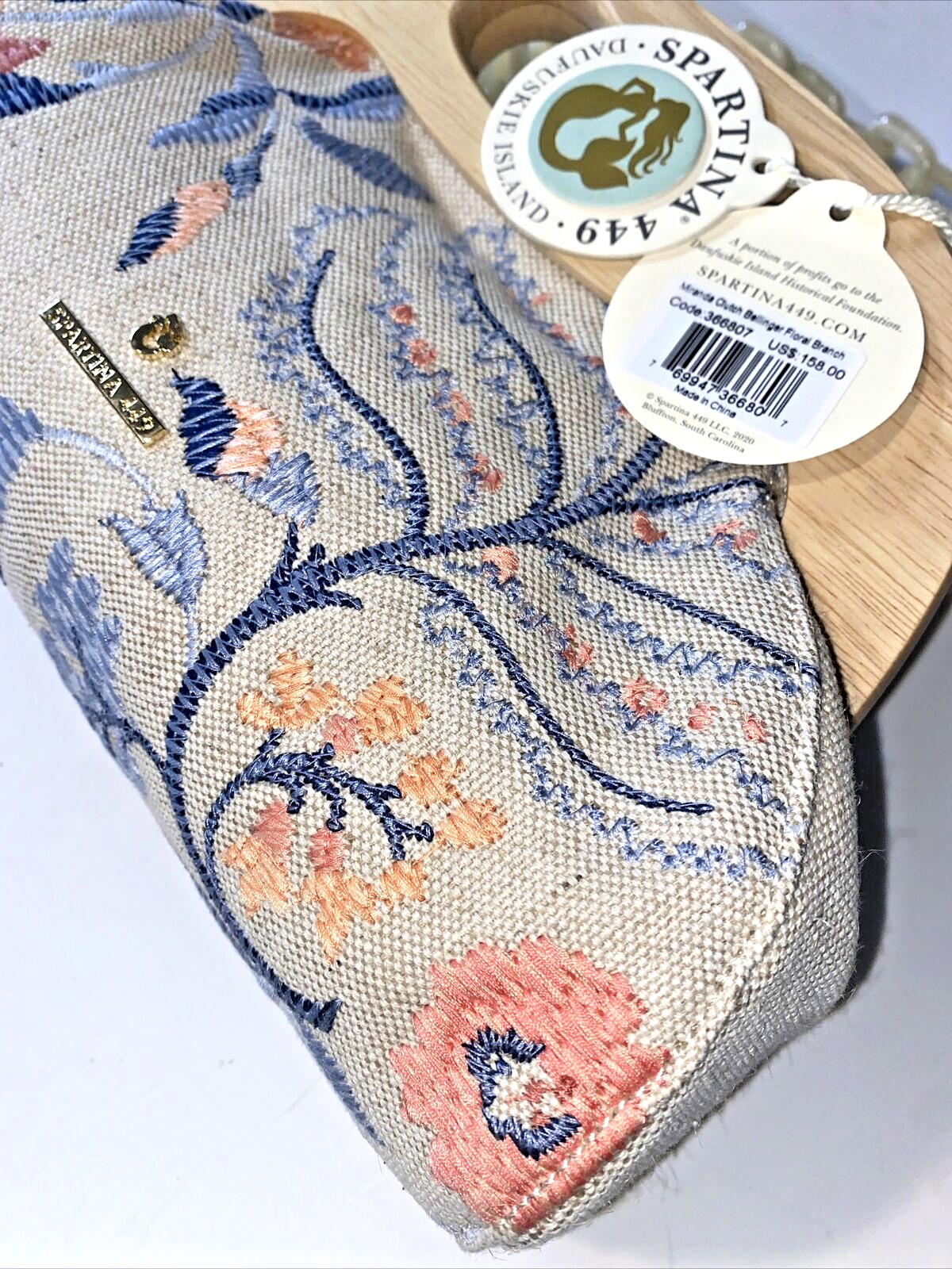 SPARTINA 449 MIRANDA CLUTCH BELLINGER FLORAL BRANCH CODE 366807 NWT~REAR FIND!!!