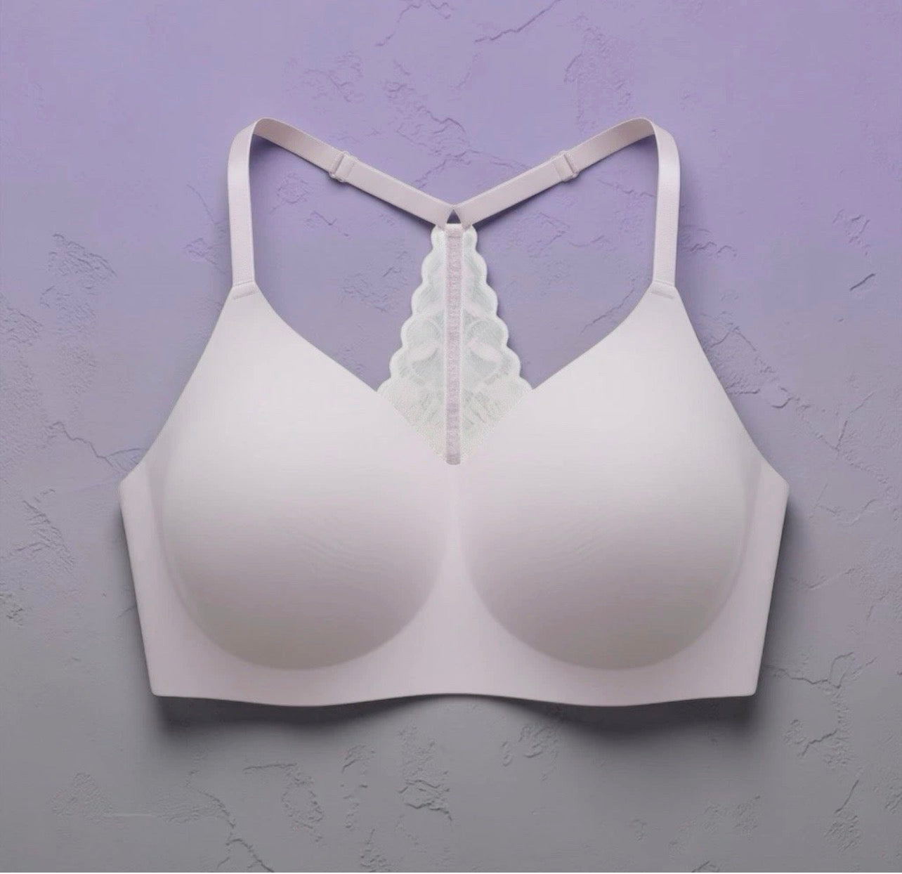 True & Co. True Everybody V-Neck Lace Racerback Bralette - Lavender XL