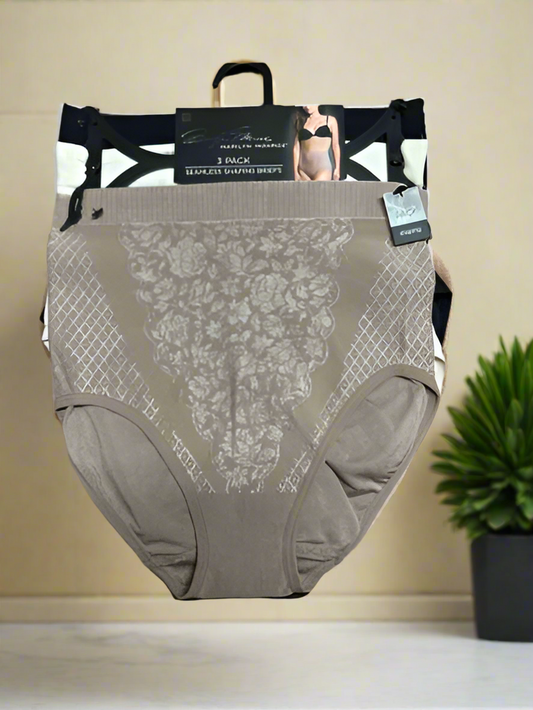 Marilyn Monroe 3 Pk BRIEFS SEAMLESS SHAPER~MULTICOLOR~ MM7200~ALL SIZES~GREAT!
