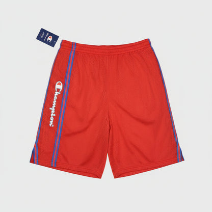 Champion Authentic Athleticwear Mesh Shorts - Red with Blue & Red Ribbons on Sides