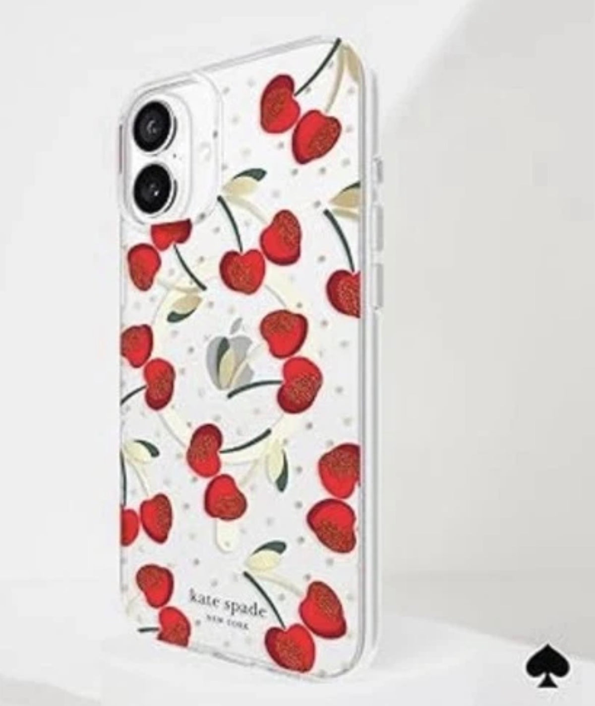 Kate Spade New York iPhone 16 Pro Max Case - Red Cherries Glitter - MagSafe Compatible