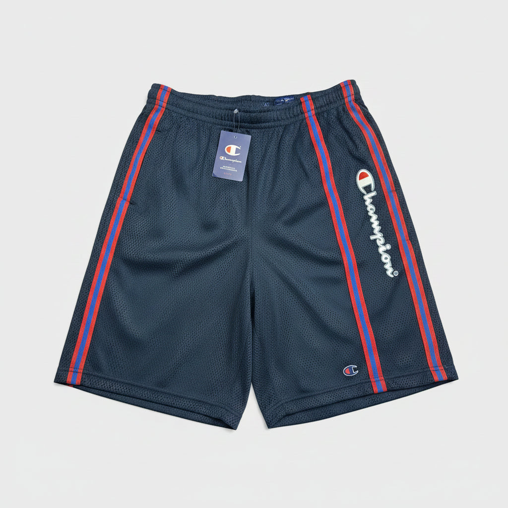 Champion Authentic Athleticwear Mesh Shorts - Blue with Red & Blue Stripes