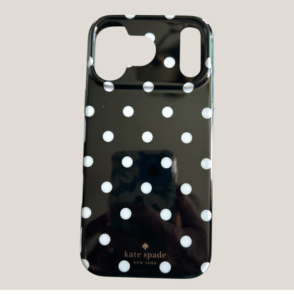 Kate Spade New York iPhone 17 Pro Max Case - White Polka Dots Black - MagSafe Compatible