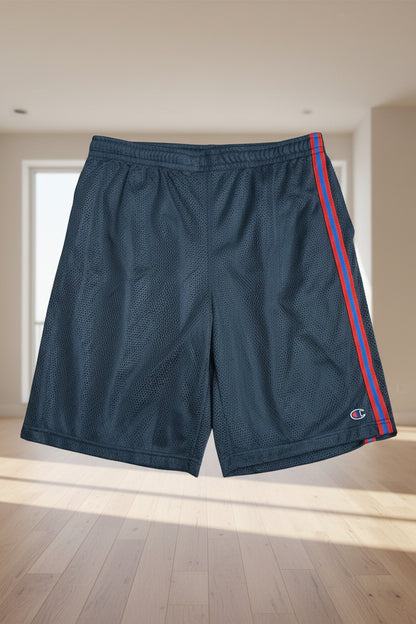 Champion Authentic Athleticwear Mesh Shorts - Blue with Red & Blue Stripes