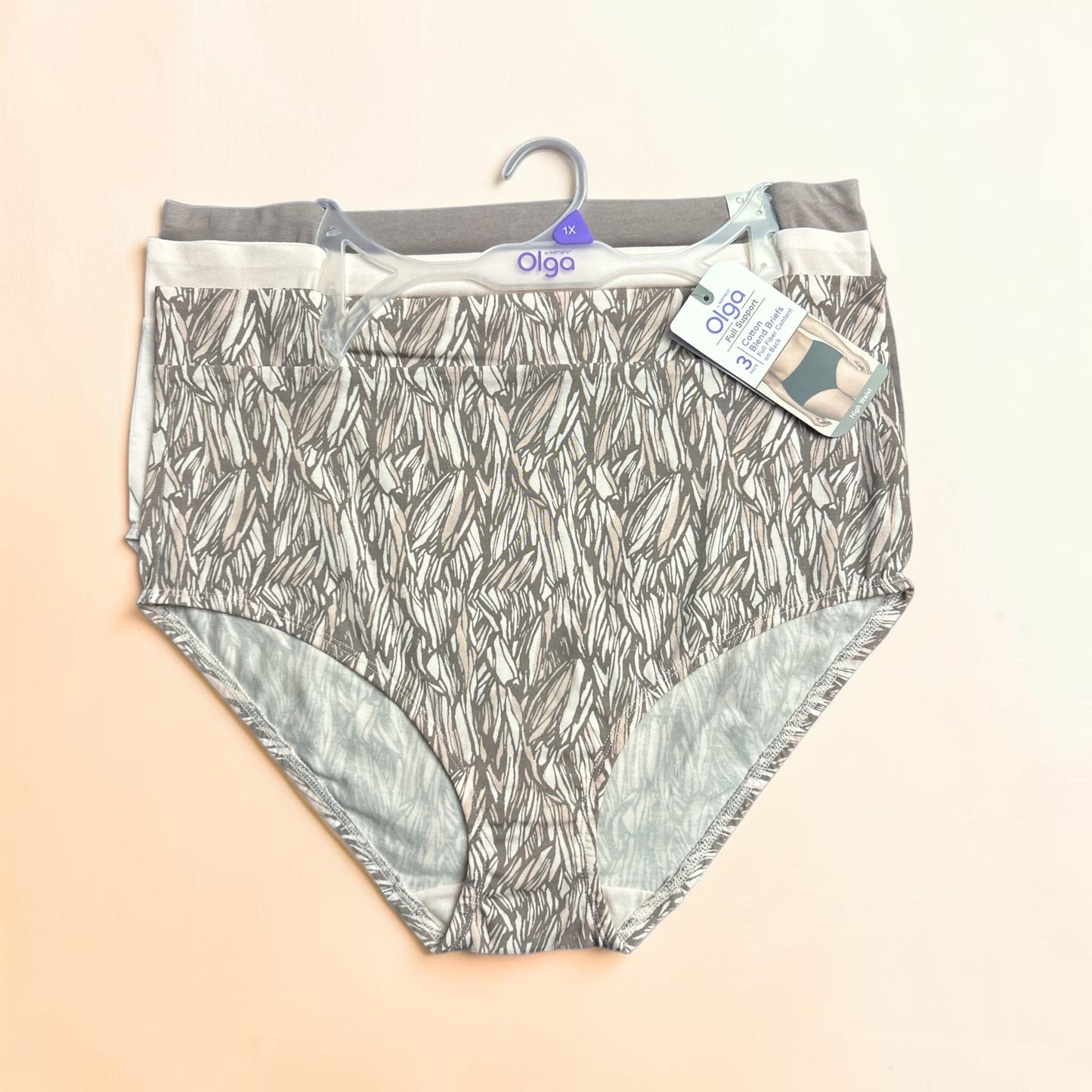 Warners' Olga No Muffin Top Stretch Cotton Brief Panties 3-Pack~PLUS SIZES!