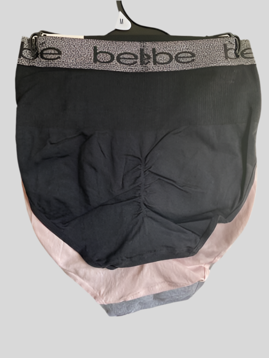 bebe Women 3 Pck Seamless Shaping Briefs~Tummy Control~Shape Hips & Lifts Rear M