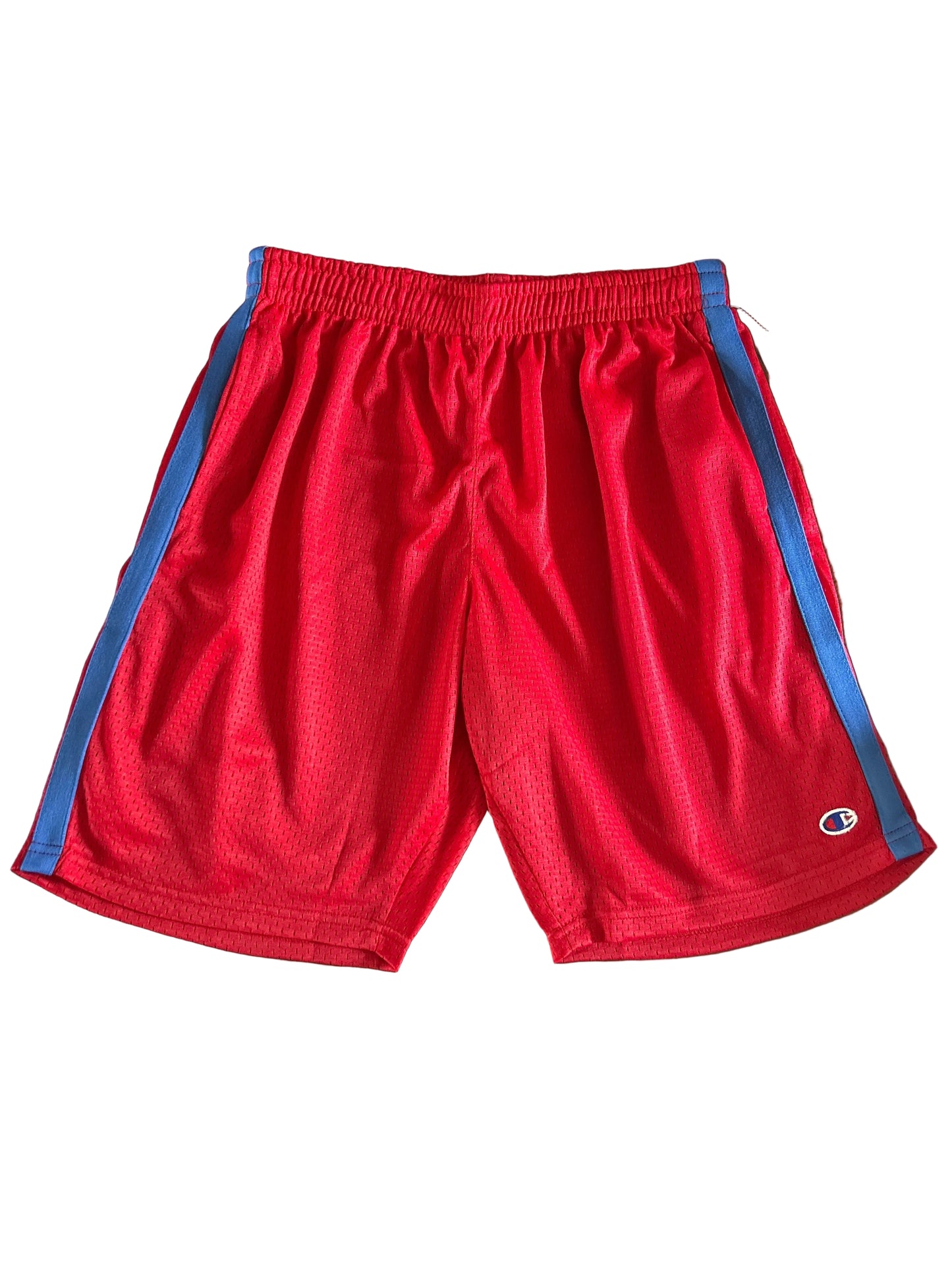 Champion Authentic Athleticwear Mesh Shorts - Red, C Logo & Solid Blue Ribbon