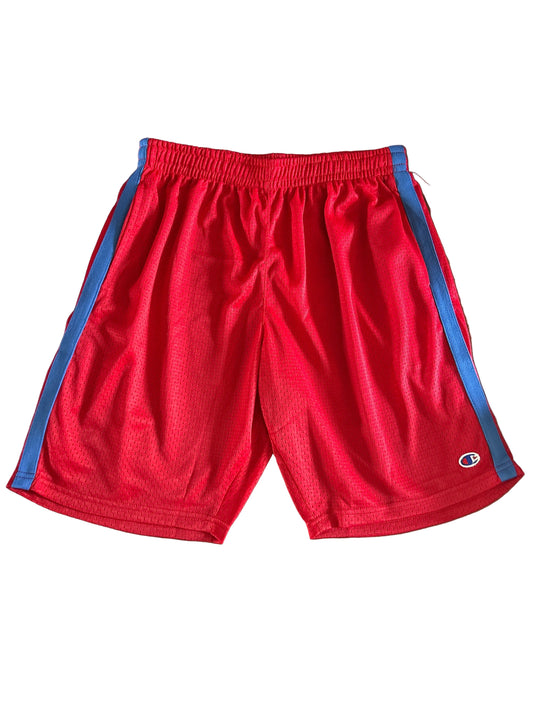 Champion Authentic Athleticwear Mesh Shorts - Red, C Logo & Solid Blue Ribbon