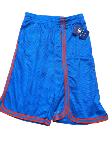 Champion Authentic Athleticwear Mesh Shorts - Light Blue with Red Ribbon and C Champion Logo