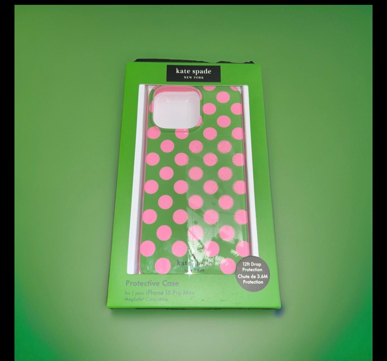 Kate Spade New York iPhone 16 Pro Max Case - Polka Dot Green - MagSafe Compatible