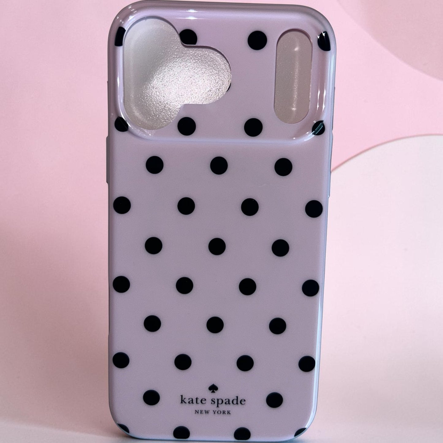 Kate Spade New York iPhone 17 Pro Max Case - White Polka Dots Pink - MagSafe Compatible