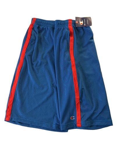 Champion Authentic Athleticwear Mesh Shorts - Light Blue with Solid Red Ribbon and C Champion Logo on Leg