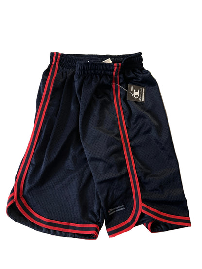 Champion Authentic Athleticwear Mesh Shorts - Blue with Red-Blue-Red Ribbon Along Leg Bottom
