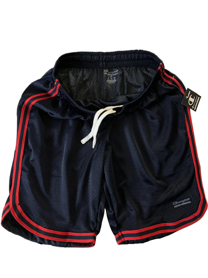 Champion Authentic Athleticwear Mesh Shorts - Blue with Red-Blue-Red Ribbon Along Leg Bottom