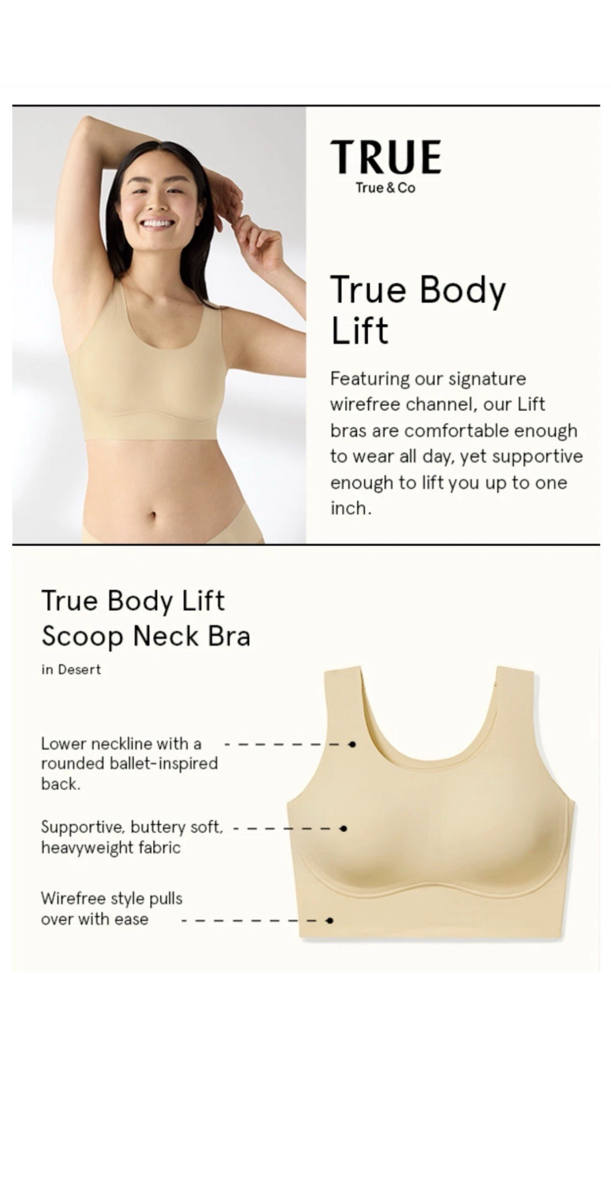True & Co Scoop Bra in Nude Beige