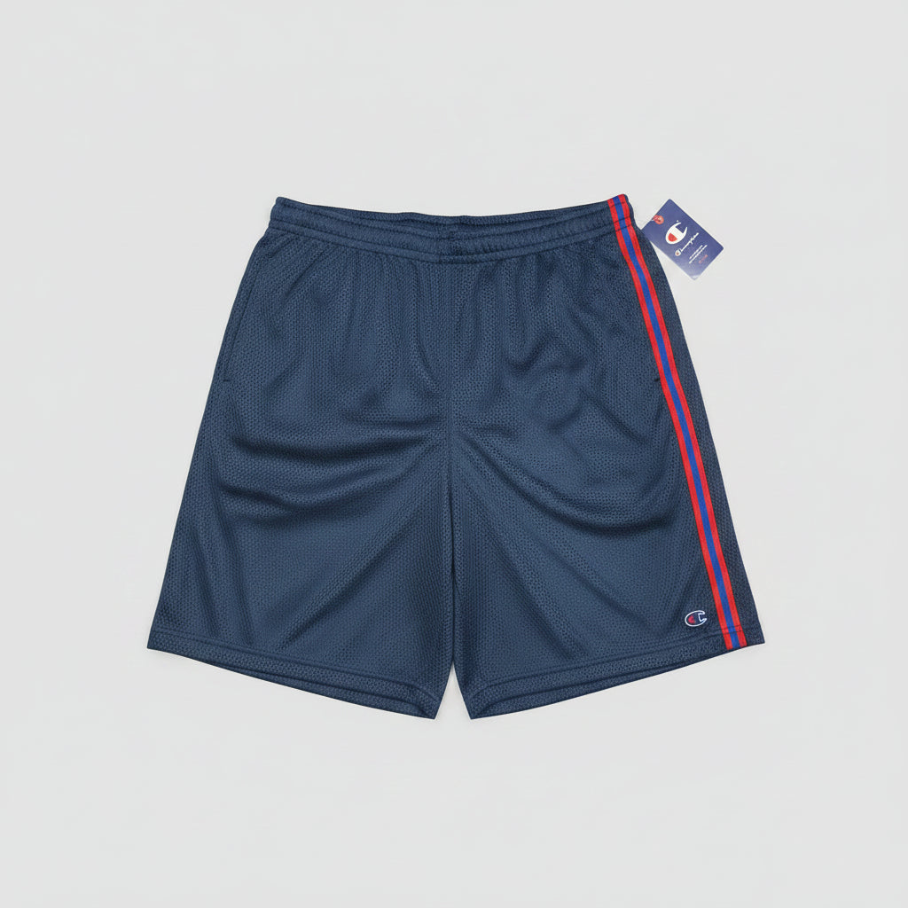 Champion Authentic Athleticwear Mesh Shorts - Blue with Red & Blue Stripes