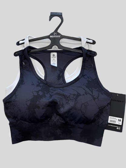 90 Degree By Reflex High Perform.Full Support Sport Bra Set-Two M- TIE DIE $58