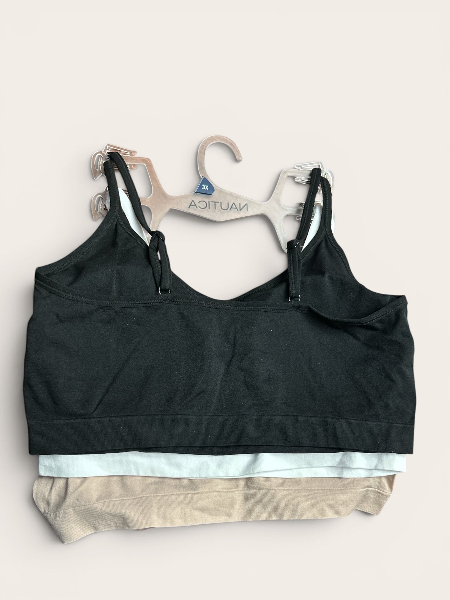 Nautica Intimates Pull-On Bra with Adjustable Straps – 3-Pack (Beige, White & Black) | Size 3X